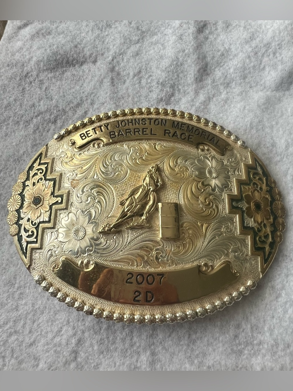 Montana Silversmiths Gold Western Barrel Racing Trophy Belt Buckle